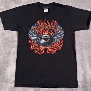Harley Davidson Flames T-Shirt Size Medium Black 8 Ball 2007 2008 Skupina Class